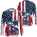 Custom Patriotic Walleye Long Sleeve Hooded Fishing, American Flag Fishing