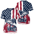 Custom Patriotic Walleye Long Sleeve Hooded Fishing, American Flag Fishing