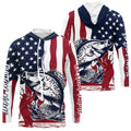 Custom Patriotic Crappie Long Sleeve Hooded Fishing, American Flag Fishing