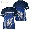Custom Crappie Fishing Blue Long Sleeve Hooded Tournament Fishing, Crappie Fishing