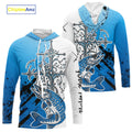 Custom Blue Camo Faith Musky Long Sleeve Hooded Tournament Fishing, Muskie