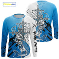 Custom Blue Camo Faith Musky Long Sleeve Hooded Tournament Fishing, Muskie