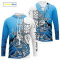 Custom Blue Camo Faith Largemouth Bass Long Sleeve Hooded Tournament Fishing