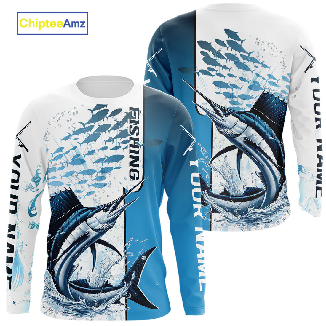 Personalized Sailfish Fishing Saltwater Performance Fishing T-Shirts With Name