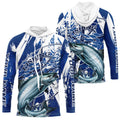 Custom Blue Camo Chinook King Salmon Saltwater Fishing Long Sleeve Performance Fishing