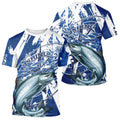 Custom Blue Camo Chinook King Salmon Saltwater Fishing Long Sleeve Performance Fishing