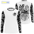 Custom Gray Camo Patriotic Saltwater Long Sleeve Hooded Fishing, Deepsea Fishing