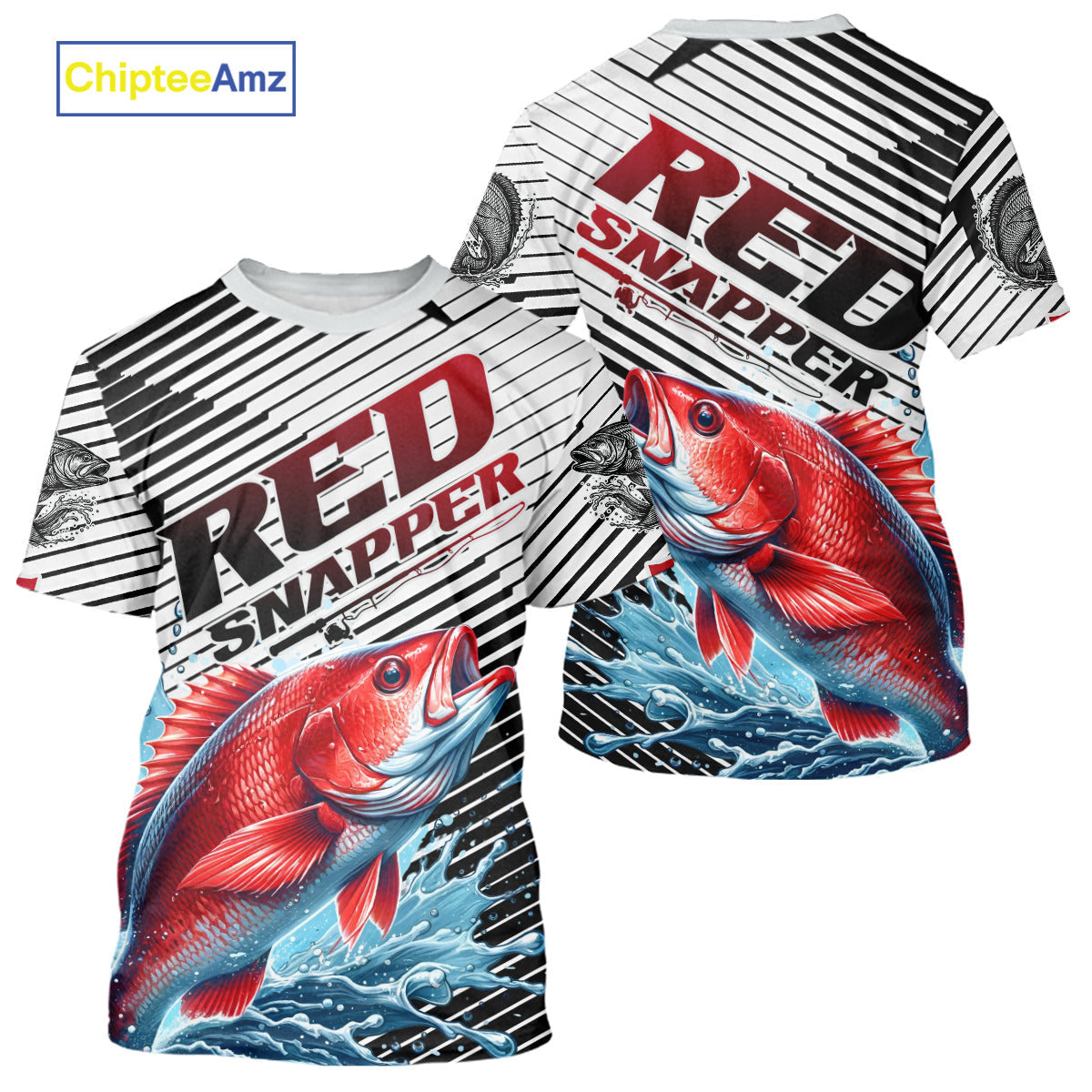Custom Red Snapper Fishing, Red Snapper Long Sleeve Hooded Performance Fishing