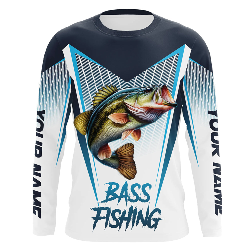 Personalized Largemouth Bass fishing Tournament Long Sleeve Fishing, Bass Fishing | Blue NQS9224