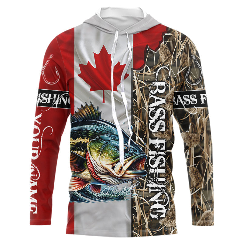 Bass Fishing Canada Flag Camo Custom name All over print - personalized fishing gifts NQS541