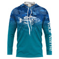 Largemouth Bass fishing blue camo ocean Customize Name UV Long Sleeve Fishing UPF 30+ NQS2183