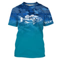 Largemouth Bass fishing blue camo ocean Customize Name UV Long Sleeve Fishing UPF 30+ NQS2183
