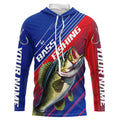 Custom Bass Fishing Long Sleeve Tournament, Red White And Blue Colors Bass Fishing