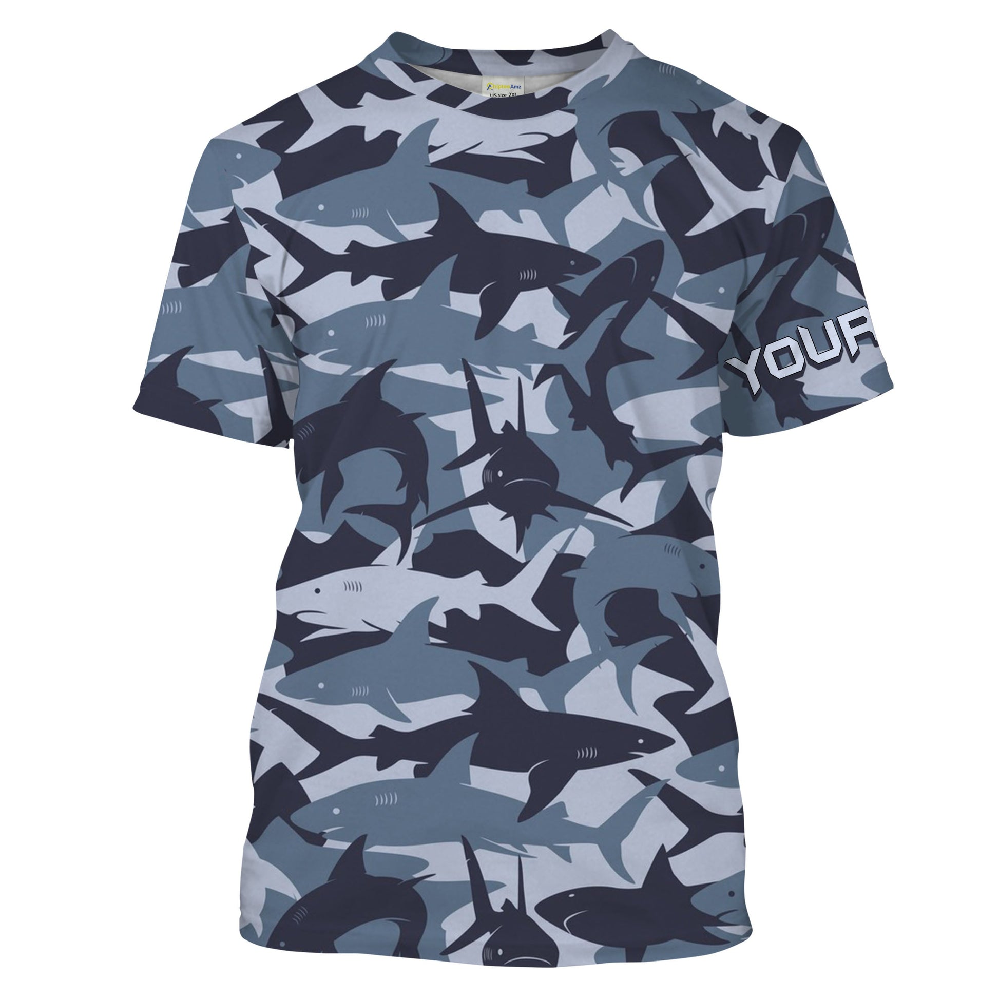 Shark fishing camo UV protection customize name long sleeves fishing UPF 30+, fishing, women, kid NQS2190