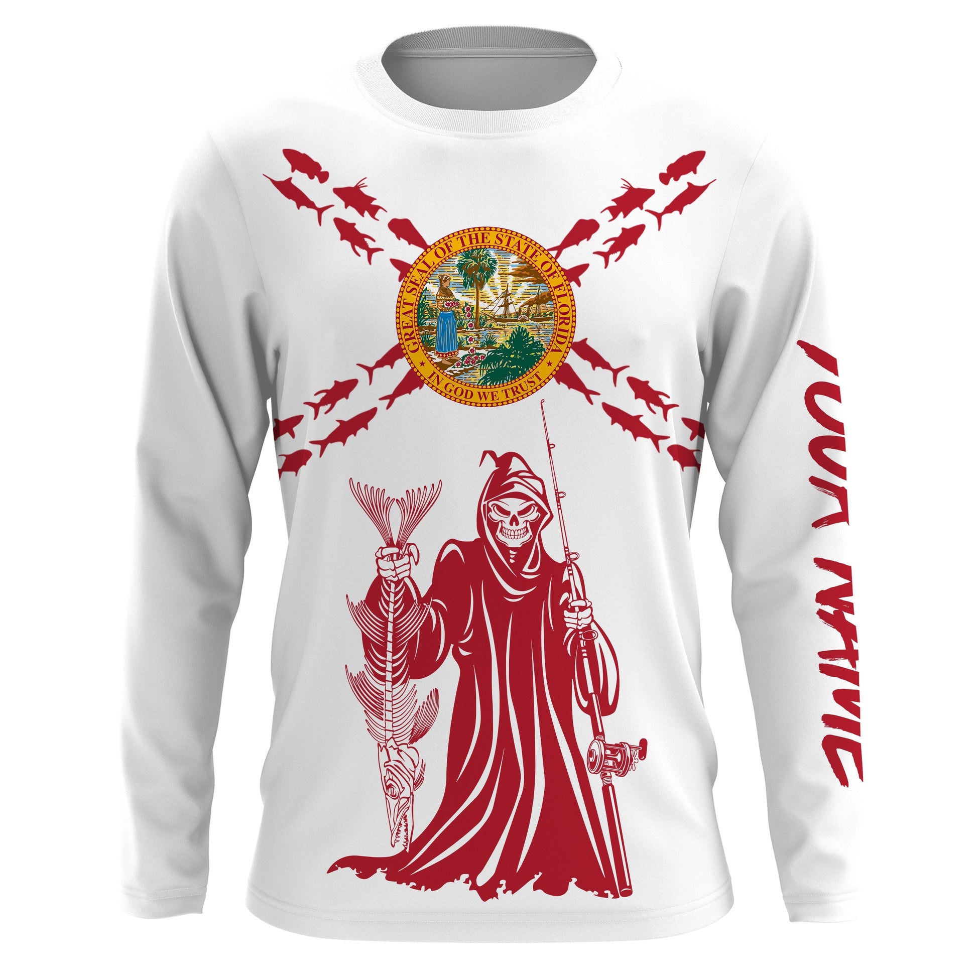 Fishing Fish reaper Custom Florida Flag Fishing, Florida Long Sleeve performance Fishing Fishing gifts - NQS2795