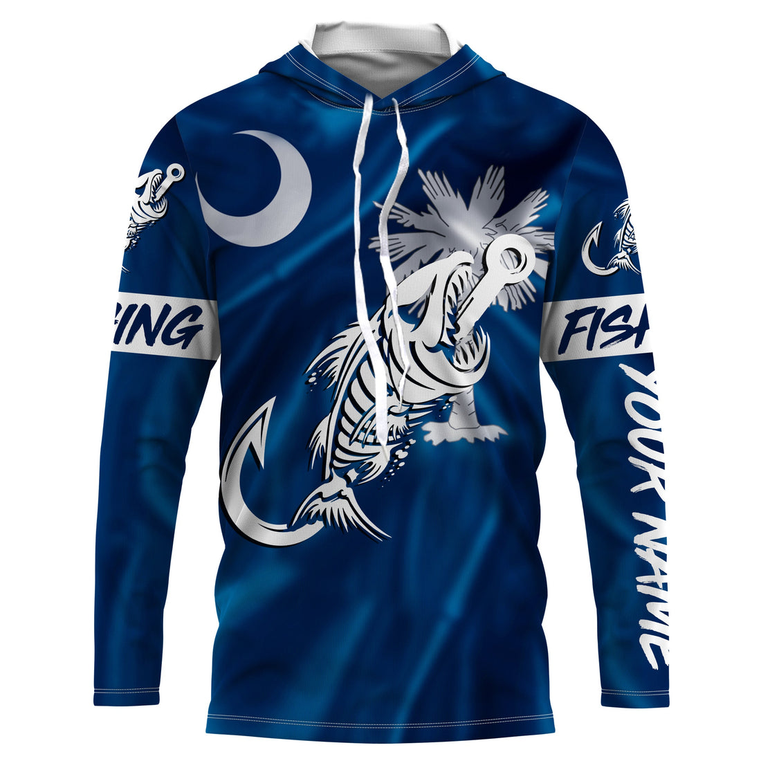 SC Fishing Custom South Carolina Flag Fish hook skull Custom Name sun protection custom fishing NQS3296