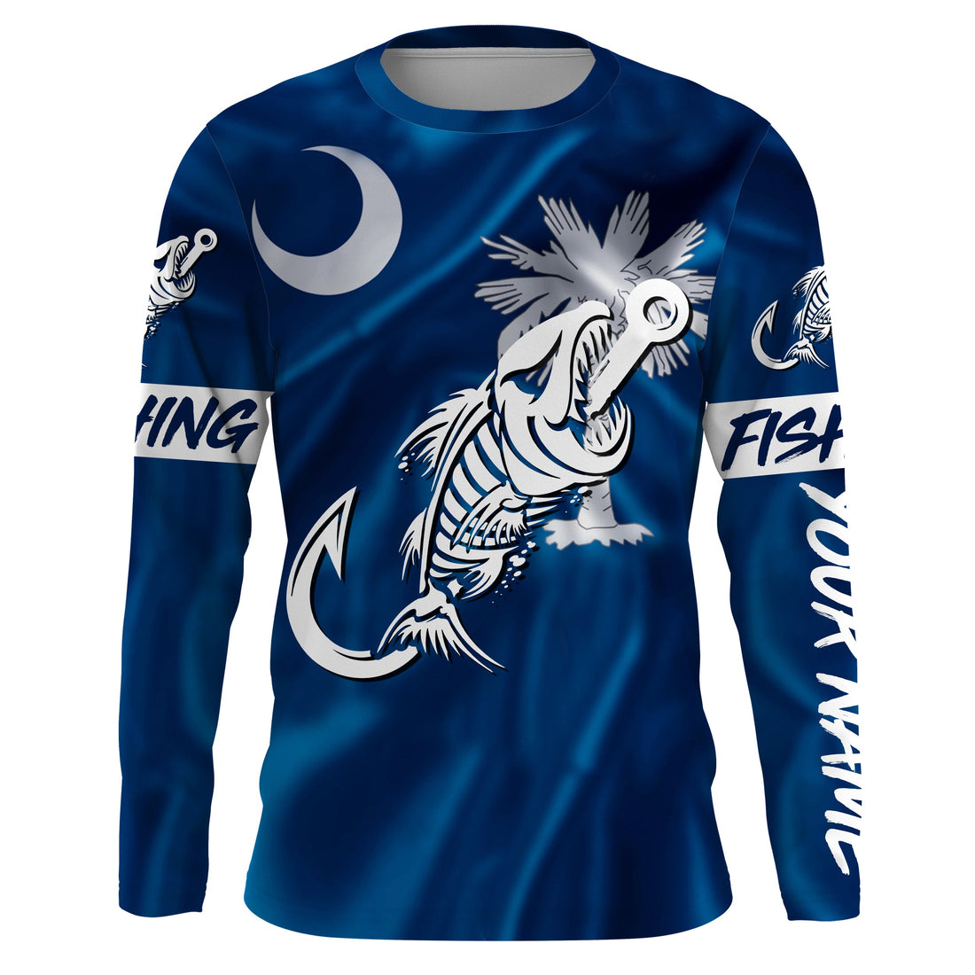 SC Fishing Custom South Carolina Flag Fish hook skull Custom Name sun protection custom fishing NQS3296