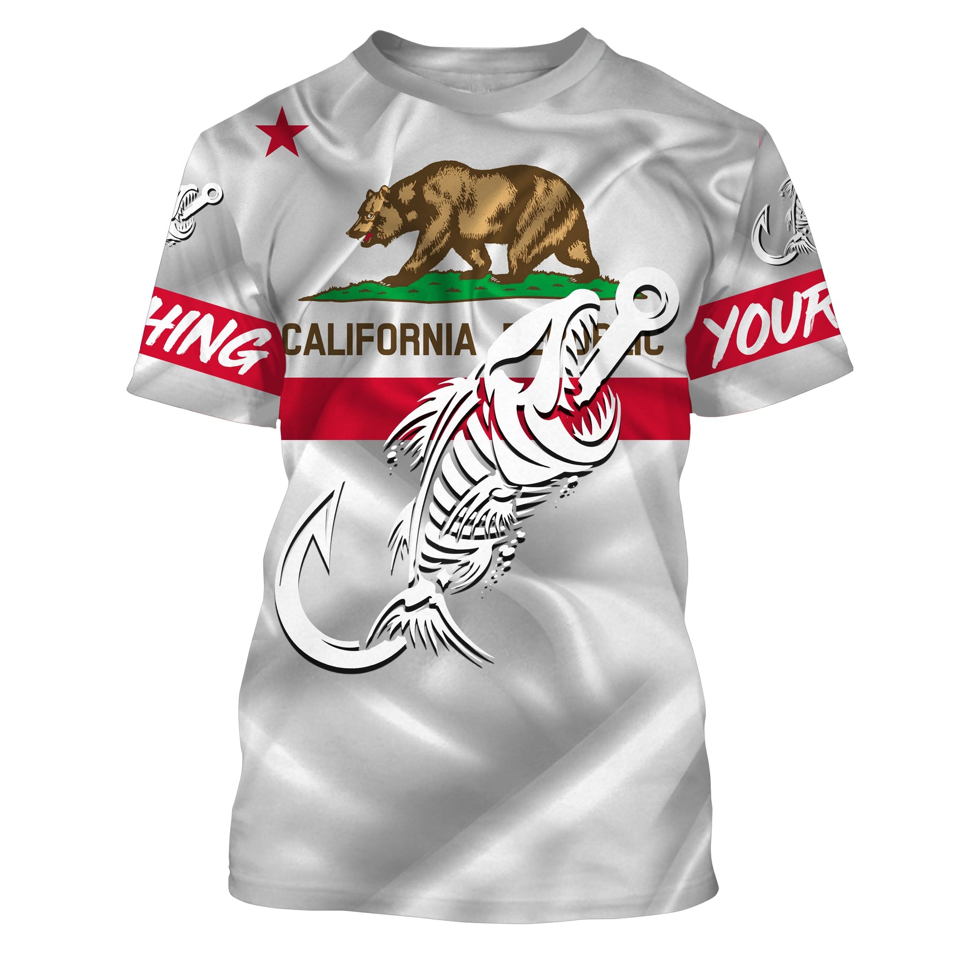 CA Fishing 3D Fish Hook California Flag Fish skull Custom Name sun protection custom fishing NQS3297