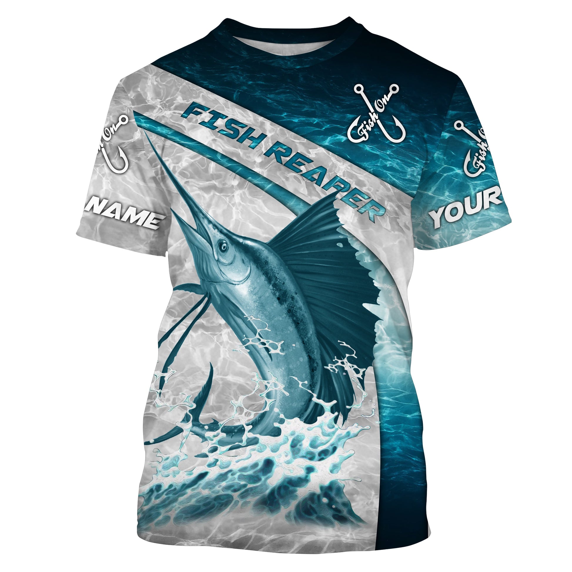 Personalized Sailfish Fishing blue water sea camo, Long Sleeve Fishing tournament NQS3722