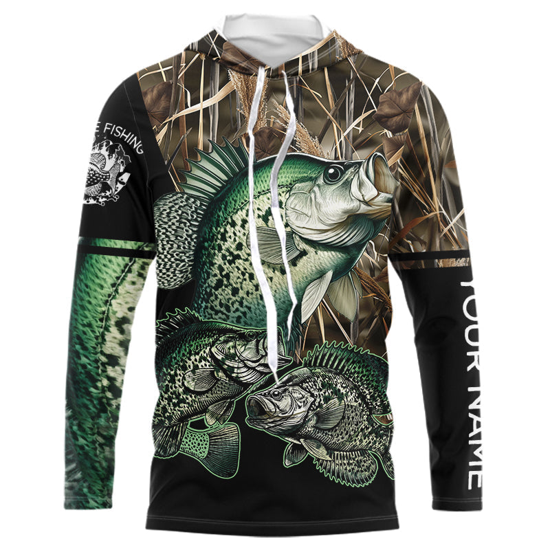 Crappie fishing green scales camo personalized custom name sun protection long sleeve fishing NQS3728