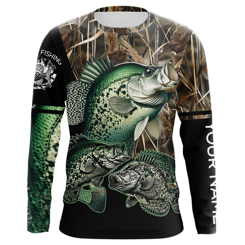 Crappie fishing green scales camo personalized custom name sun protection long sleeve fishing NQS3728