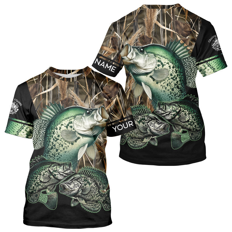 Crappie fishing green scales camo personalized custom name sun protection long sleeve fishing NQS3728
