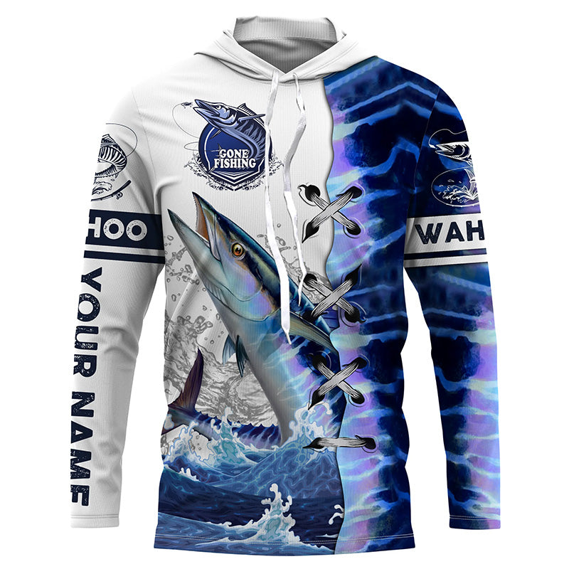 Wahoo fishing scales custom sun protection long sleeve fishing, Wahoo saltwater fishing NQS4100