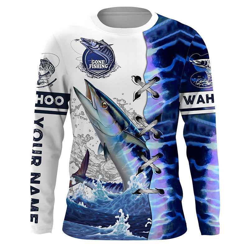 Wahoo fishing scales custom sun protection long sleeve fishing, Wahoo saltwater fishing NQS4100