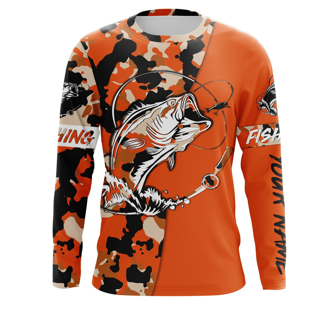 Custom Name bass fishing tattoos Camouflage Orange Performance Fishing, Bass Fishing NQS2479
