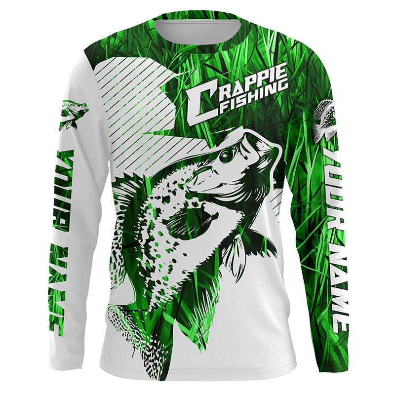 Crappie Fishing Long Sleeve Tournament Fishing, Custom Crappie Fishing |Green Camo