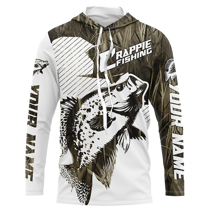 Crappie Fishing Long Sleeve Tournament Fishing, Custom Crappie Fishing |Brown Camo