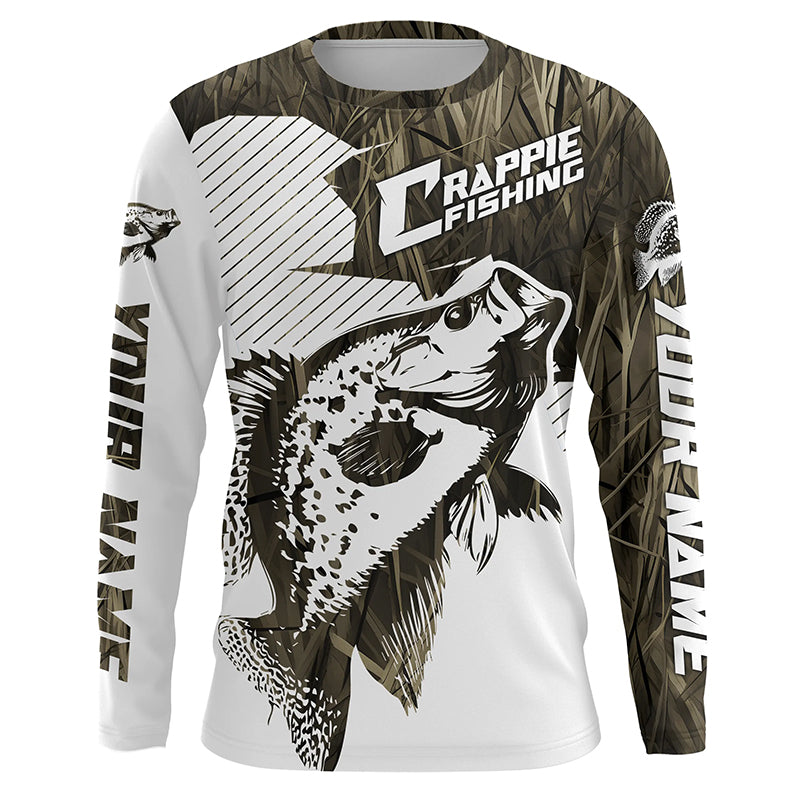 Crappie Fishing Long Sleeve Tournament Fishing, Custom Crappie Fishing |Brown Camo