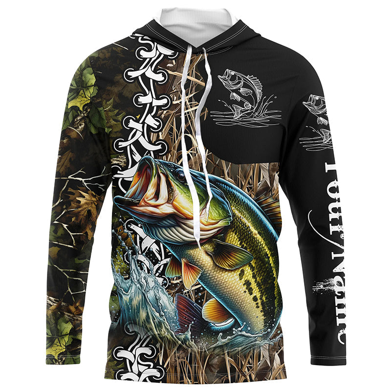 Largemouth bass Fishing Camo Customize Name 3D All Over print personalized fishing apparel NQS441