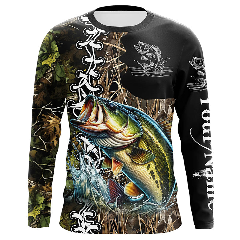 Largemouth bass Fishing Camo Customize Name 3D All Over print personalized fishing apparel NQS441