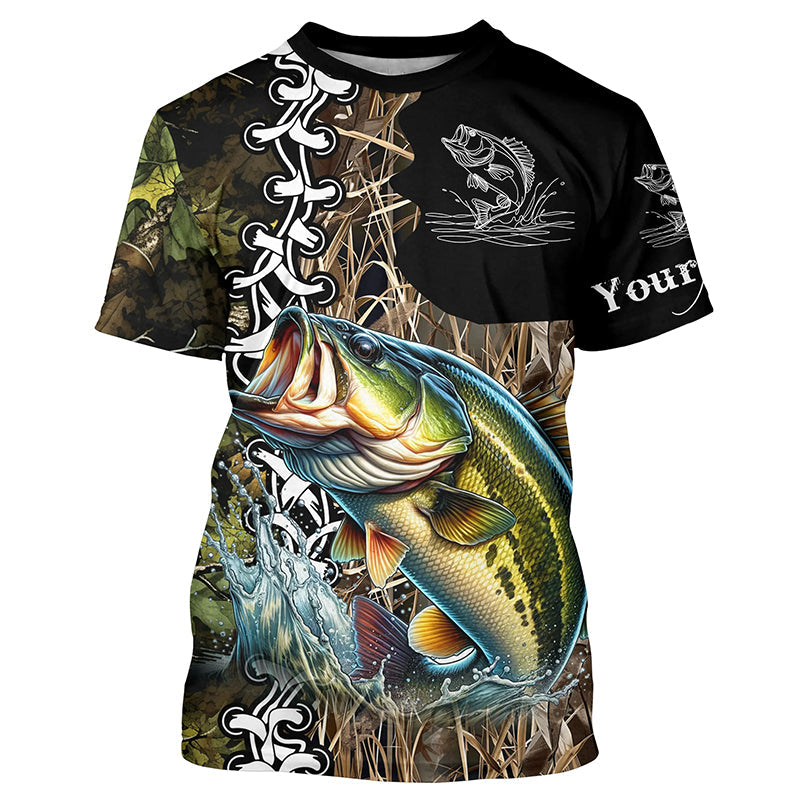 Largemouth bass Fishing Camo Customize Name 3D All Over print personalized fishing apparel NQS441