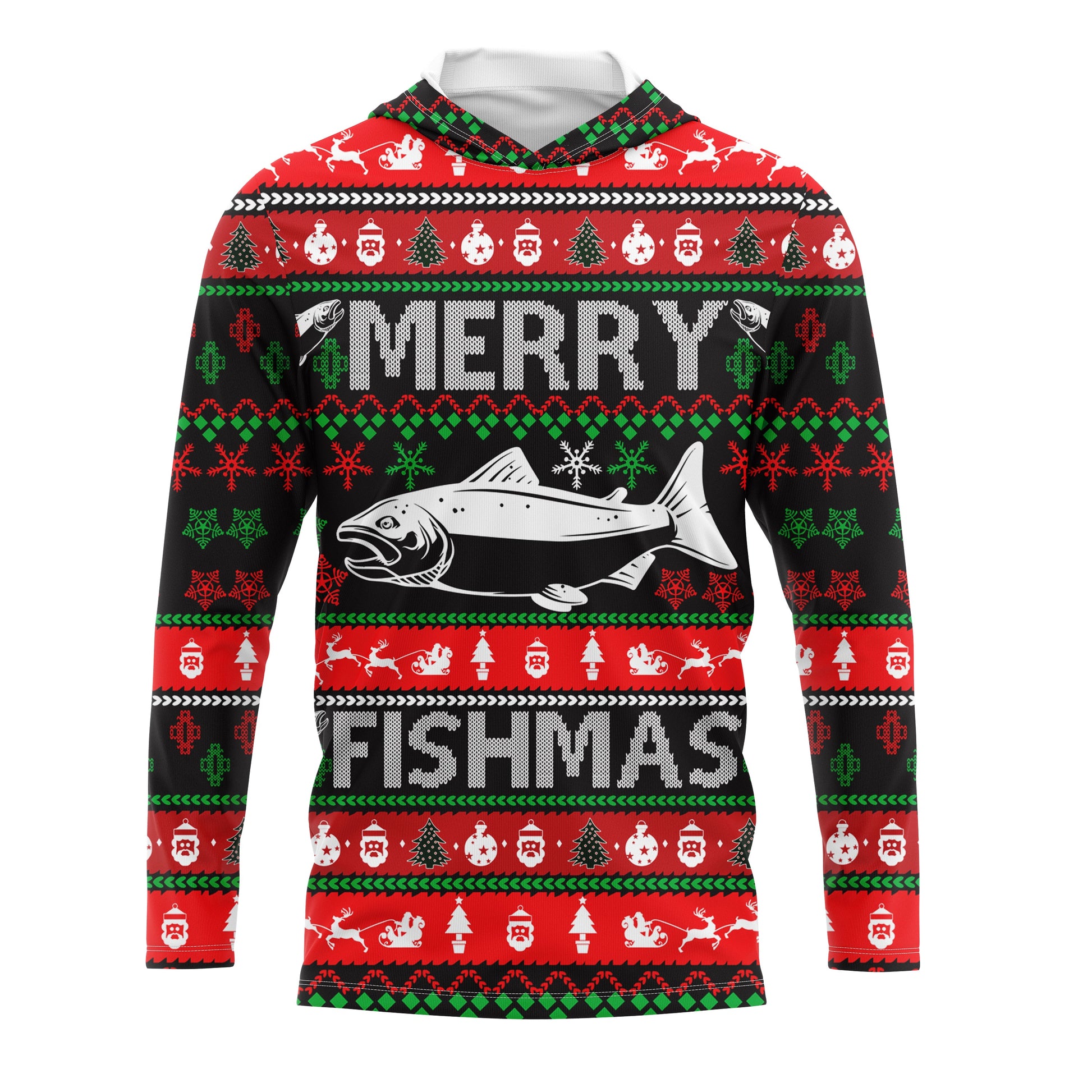 Merry Fishmas funny ugly Christmas salmon fishing long sleeves Christmas gift NQS2350