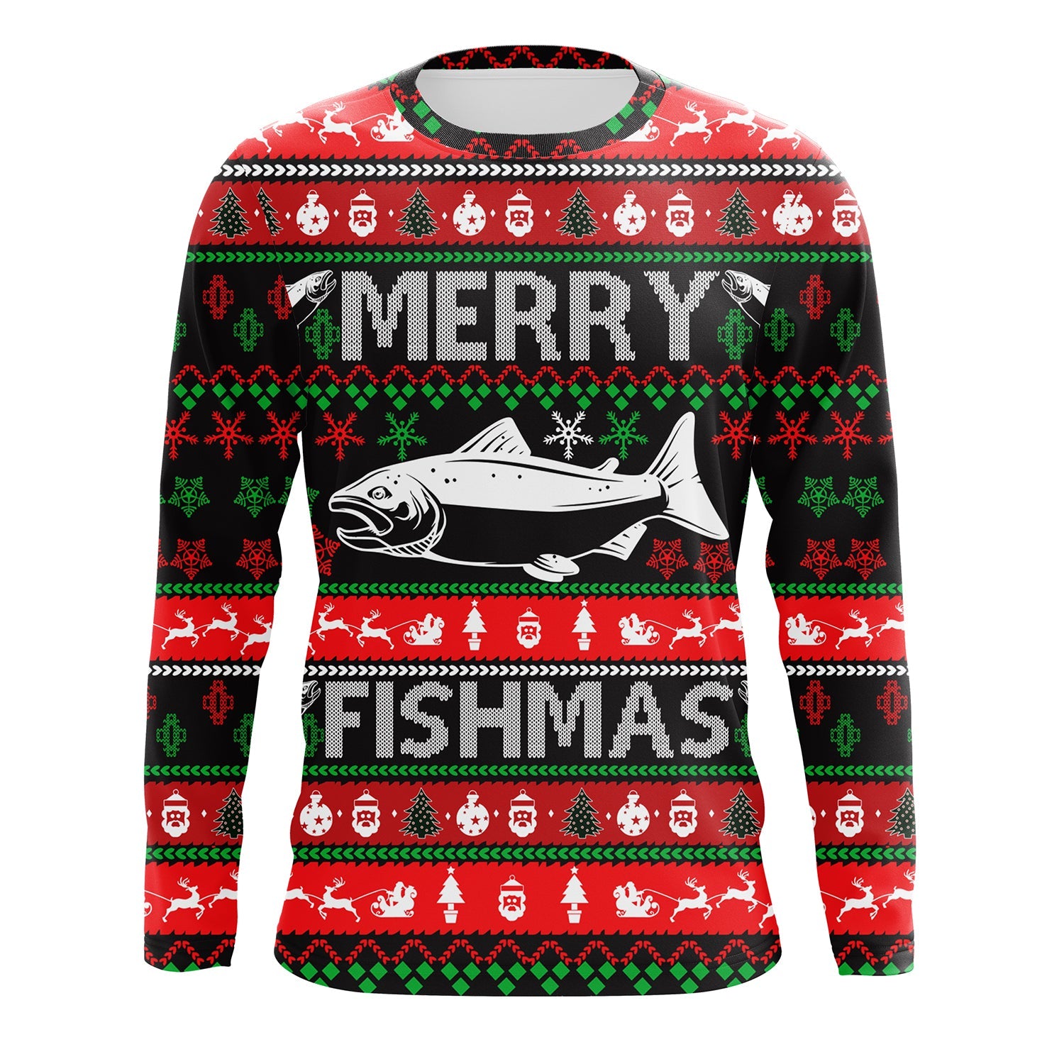 Merry Fishmas funny ugly Christmas salmon fishing long sleeves Christmas gift NQS2350