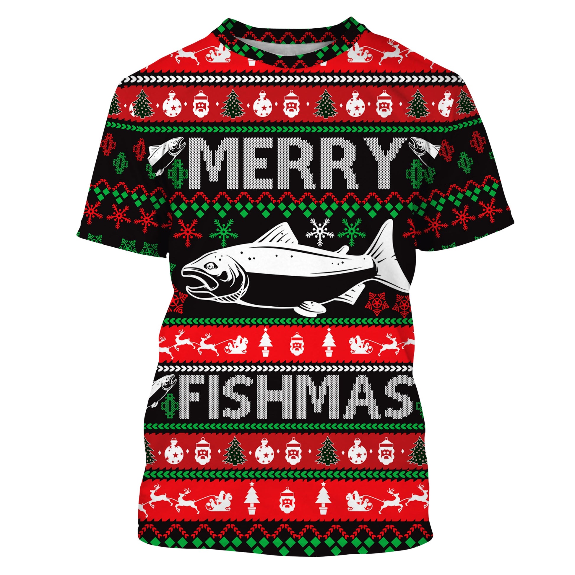 Merry Fishmas funny ugly Christmas salmon fishing long sleeves Christmas gift NQS2350