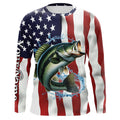 Largemouth bass American flag Customize Name UV protection long sleeves fishing NQS1810