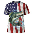 Largemouth bass American flag Customize Name UV protection long sleeves fishing NQS1810