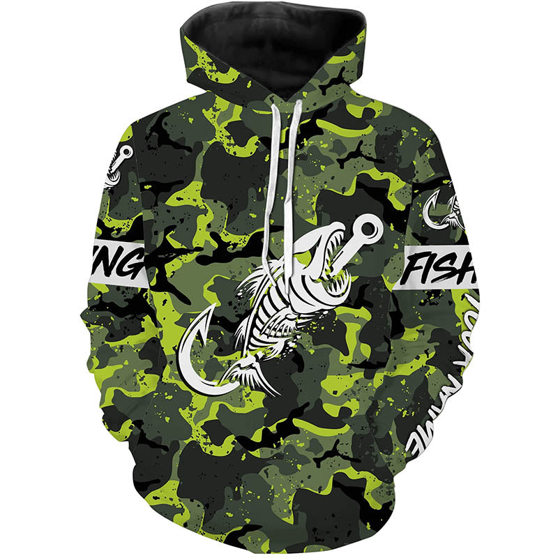 Fish hook skull Green Camo fish reaper Custom name fishing | - NPQ838