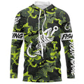 Green Camo fishing Fish hook skull Custom Name sun protection long sleeve fishing NQS3905