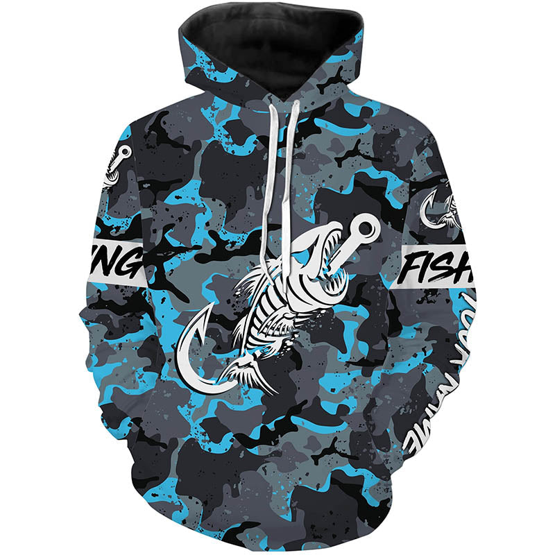 Fish hook skull blue Camo fish reaper Custom name fishing | - NPQ839
