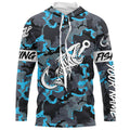 Blue Camo fishing Fish hook skull Custom Name sun protection long sleeve fishing NQS3906