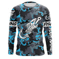 Blue Camo fishing Fish hook skull Custom Name sun protection long sleeve fishing NQS3906