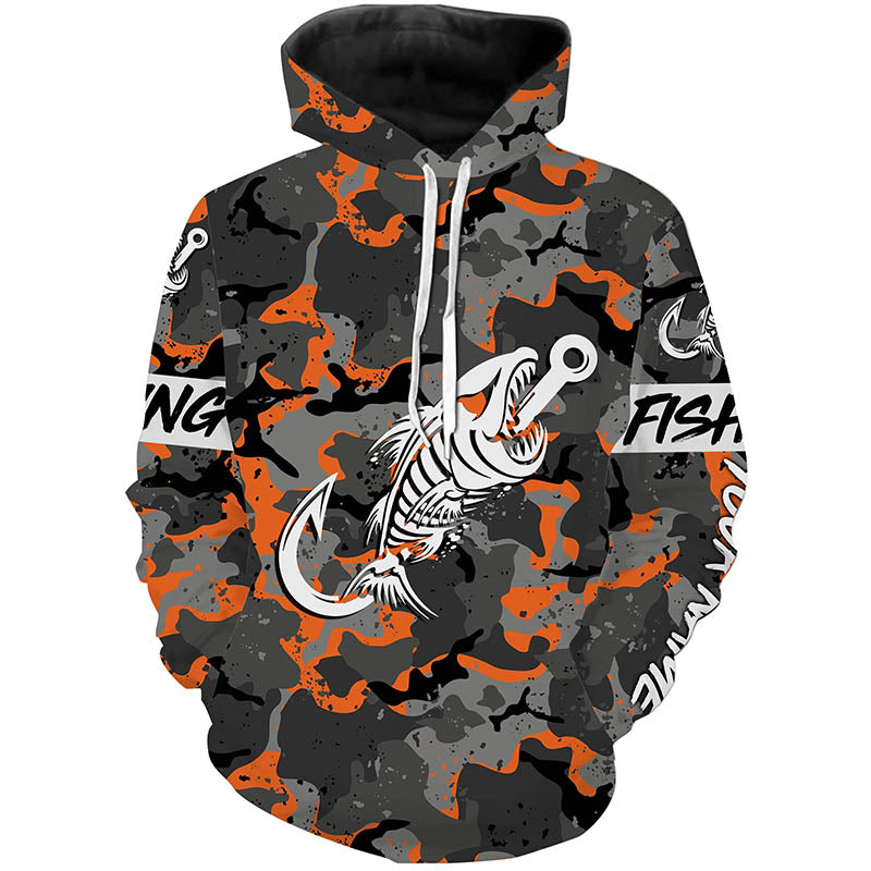 Fish hook skull orange Camo fish reaper Custom name fishing | - NPQ840