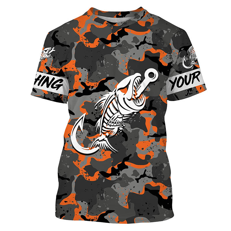 Orange Camo fishing Fish hook skull Custom Name sun protection long sleeve fishing NQS3907