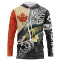 Vintage Canadian Flag Walleye Fishing Custom long sleeve performance Fishing, Walleye NQS5222