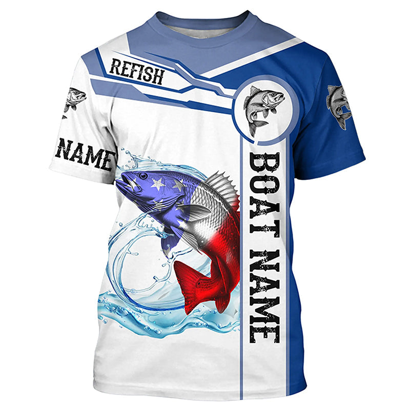 Redfish puppy drum Fishing American Flag Custom name and boat name performance Patriotic Fishing NQS2362