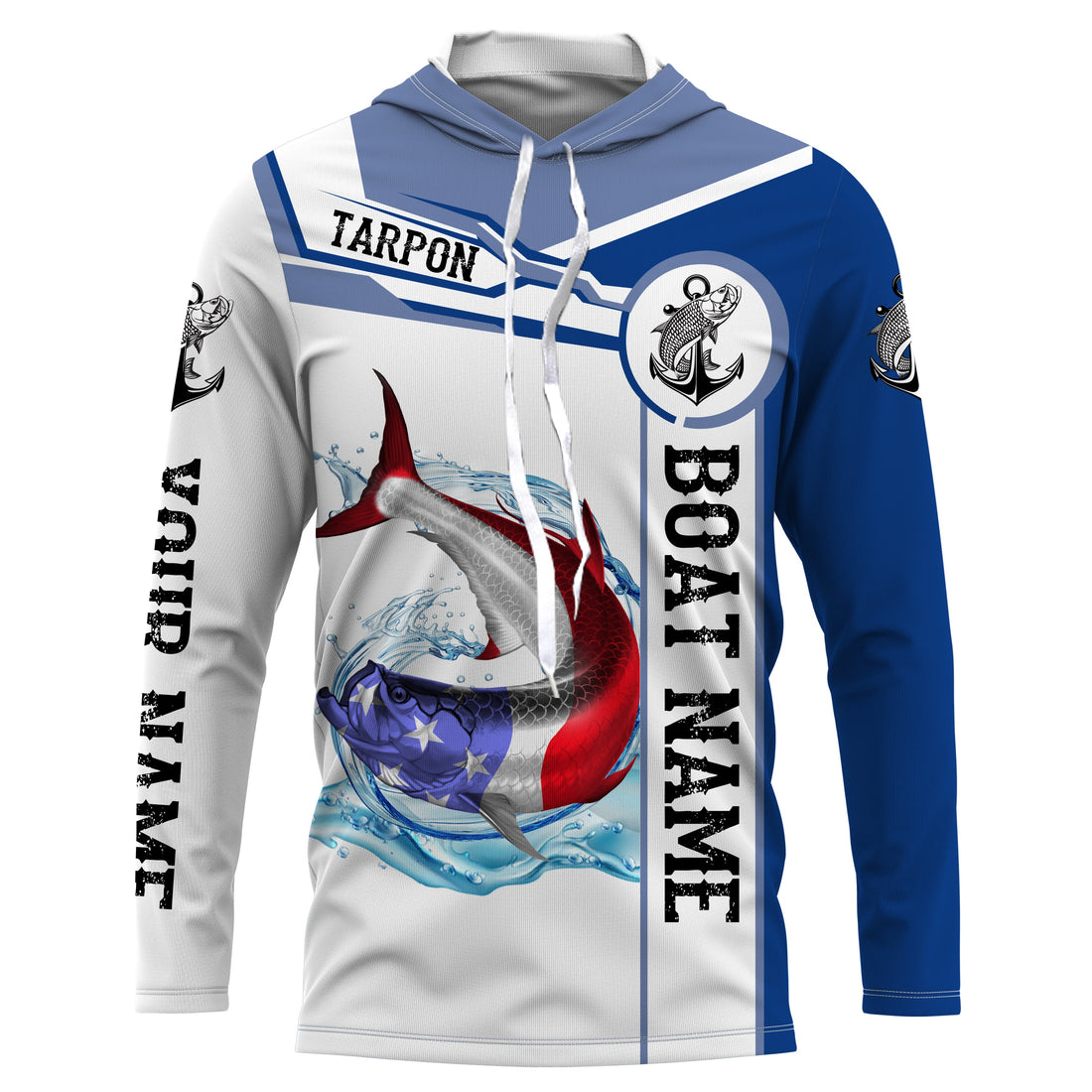 Tarpon Fishing American Flag Custom name and boat name performance Fishing, Patriotic Fishing gifts NQS2363